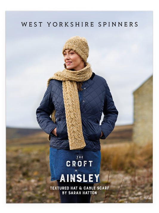 Ainsley - Adult’s Textured Hat & Cable Scarf Pattern by Sarah Hatton