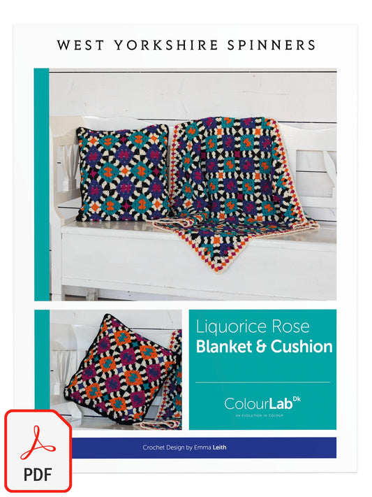 Liquorice - Rose Blanket & Cushion Pattern by Emma Leith