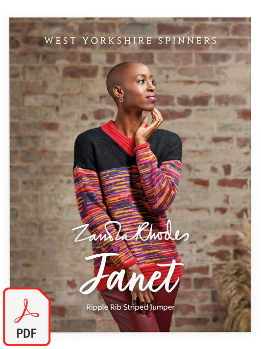 Janet - Ripple Rib Striped Jumper Pattern by Zandra Rhodes