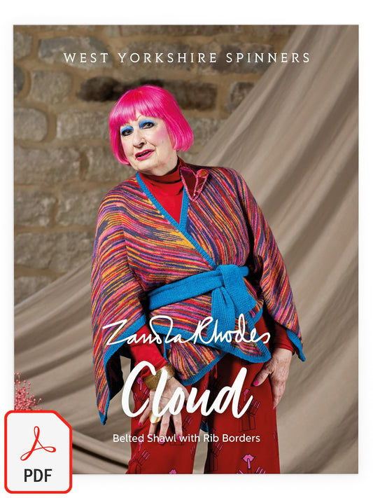 Cloud - Belted Shawl with Rib Borders Pattern by Zandra Rhodes