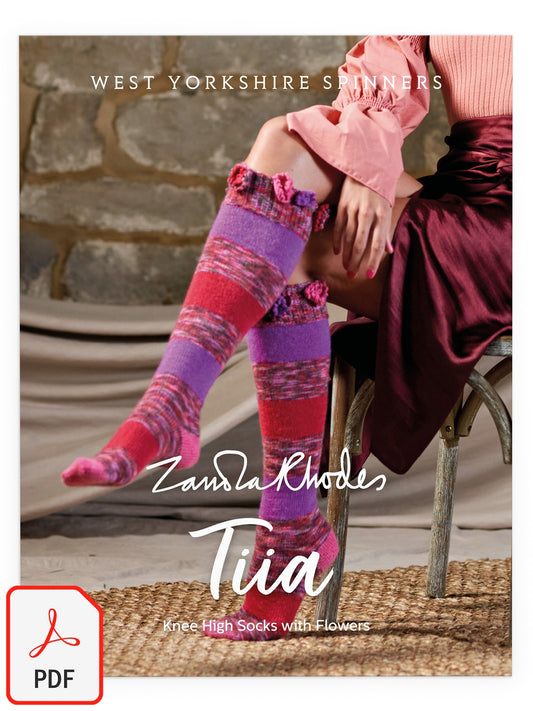 Tiia - Knee High Socks with Flowers Pattern by Zandra Rhodes
