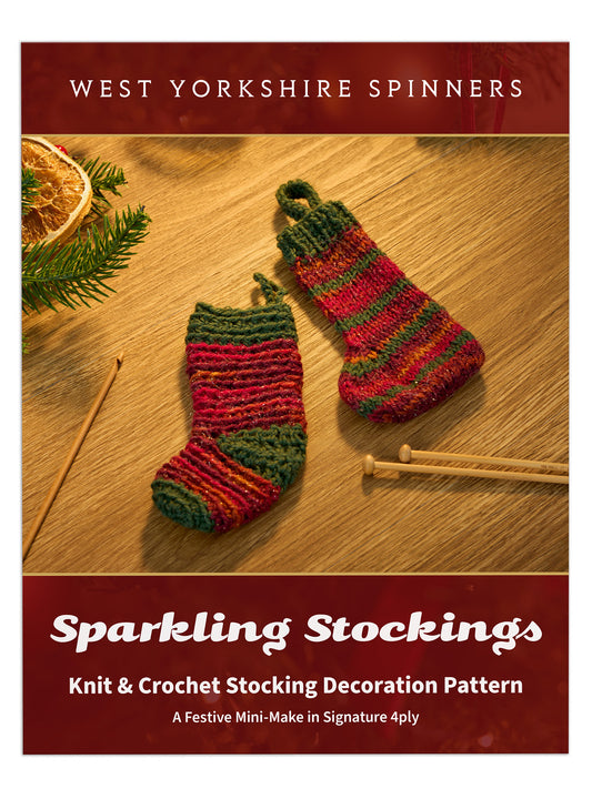 Sparkling Stockings – Knit & Crochet Christmas Stocking Decoration Pattern by West Yorkshire Spinners