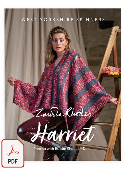 Harriet - Poncho with Button Shoulder Pattern by Zandra Rhodes